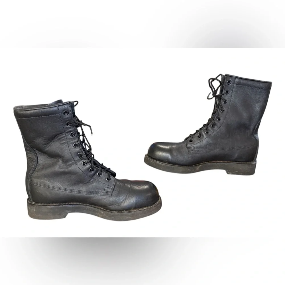 Addison Shoe Company Vintage Black Leather Steel Toe Boots Men’s 8.5 Women’s 10